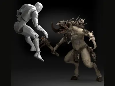 Wendigo Ram Rigged Low-poly 3D model