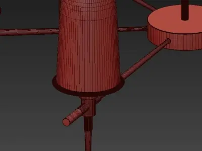 Wide Antique Brass Chandelier 3D model