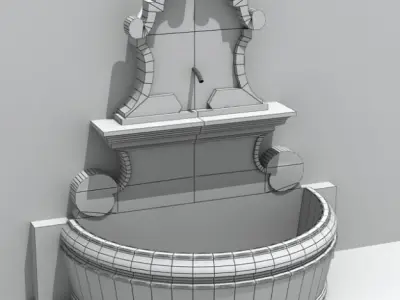 Fountains collection 1 stone fountain with ornate design 3D model