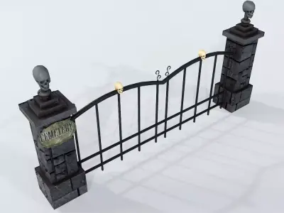 Cemetery creepy door low poly 3d model  3D model