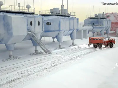 Antarctic Station Halley with Snow Vehicle 