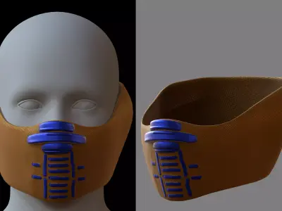 Gas mask helmet 3d model scifi Low-poly  Low-poly 3D model