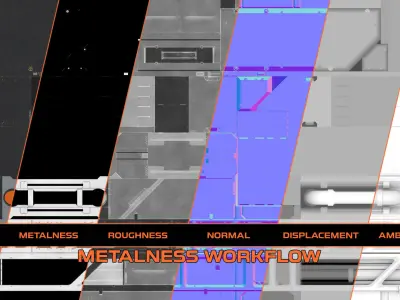 Sci fi Trim sheet texture 3 Variations Low-poly 3D model purchase