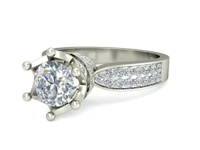 Light Weight White Gold Diamond Ring  -VJR26 3D print model