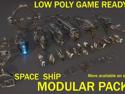 Spacecraft Wing Pack Low-poly 3D model