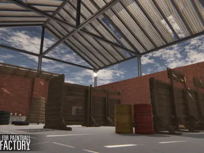 Polygon for paintball - old factory Low-poly 3D model