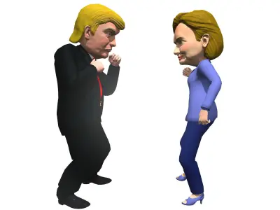 Trump and Hill caricature pack low poly Low-poly 3D model