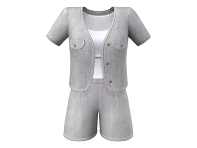 Women Shorts Outfit Low-poly 3D model