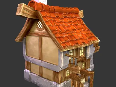 House with roof Low-poly 3D model