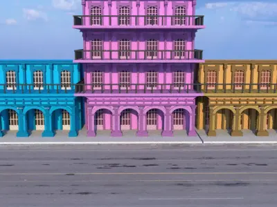 road city houses Low-poly 3D model