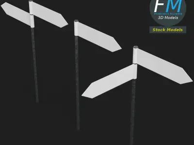 Signposts set of street signs with arrows pointing 3D model