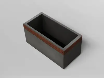 Modern Concrete Planter Box with Wooden Trim 3D model
