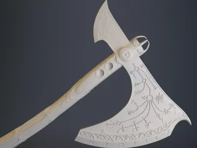 GOD OF WAR KRATOS LEVIATHAN AXE OBJ 3MF 3D PRINTING FILE 3D print model