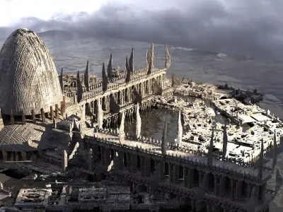 Star wars influenced Druid City Kit bash 3D model