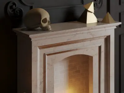 Dark Neoclassic interior scene 3D model