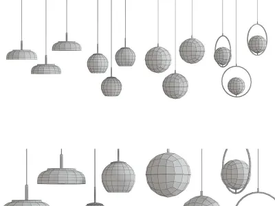 Chandelier collection 3d model different lighting fixtures Low-poly 3D model