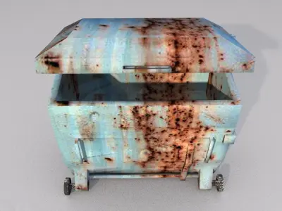 garbage container trash box Low-poly 3D model