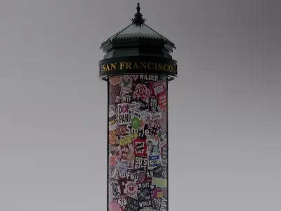 Advertising Column San Francisco Low-poly 3D model