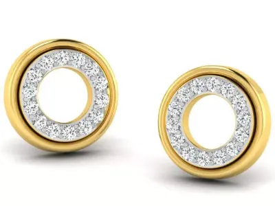 Gold Diamond Women Earring 3D print Model 3D print model 82