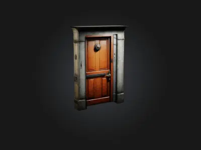 Realistic Locked Door Model Low-poly 3D model