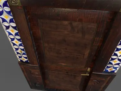 Old Wood Door Tiles Low-poly 3D model