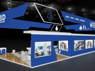 Exhibition Stand Stall Four Side Open 19X10 3D model