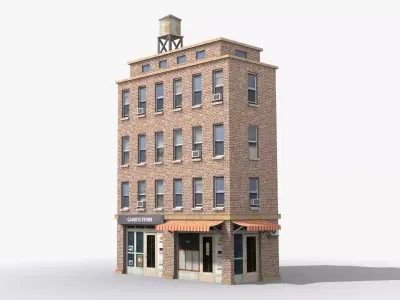 Apartment Building x9 Low-poly 3D model