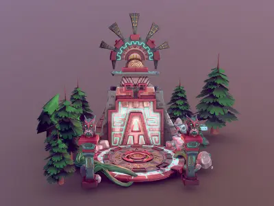 Aztec Temple Low-poly 3D model