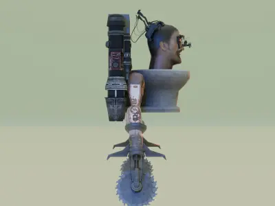 flying dual buzz saw skibidi toilet 3D model