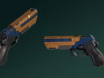 Sci-fi Pistol Low-poly 3D model 12