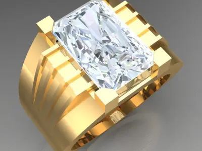 Light Gold Diamond Men Ring 2MR098 3D model
