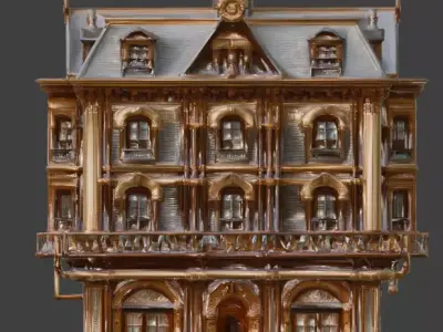 Steampunk Victorian Industrial City Building 3D Model Low-poly 3D model