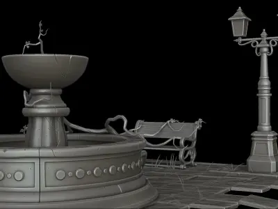 Stylized park 3D model