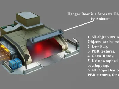 Sci-Fi Hangar - Low Poly - Game Ready - PBR Low-poly 3D model