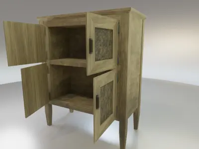 Worn farmhouse Cabinet Dresser Low-poly 3D model