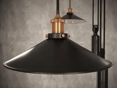 Lamp chandelier with three lights hanging from ceiling 3D model