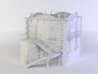 Small white Castle  Low-poly 3D model