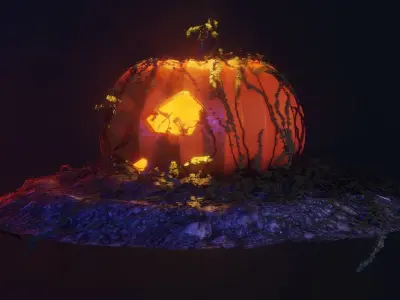 Halloween pumpkin with expressions Low-poly 3D model