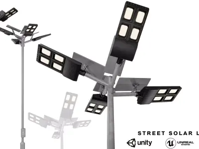  Street Solar Light Low-poly 3D model