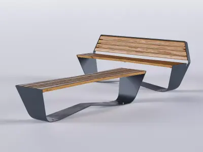 PARK MODERN BENCH KARMA WOOD AND METAL 3D model