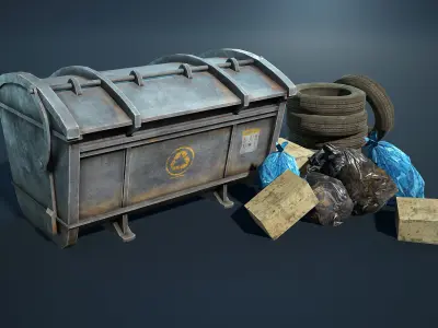 Garbage Containers Game Low-Poly Low-poly 3D model