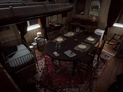 HQ Messy Dining Room Low-poly 3D model