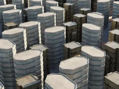 Sci-fi City Buildings 01 Low-poly 3D model