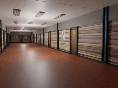 Hotel Corridor Low-poly 3D model