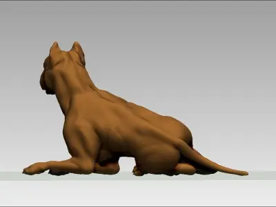 American pitbull terier sitting relaxed lying 3D print model