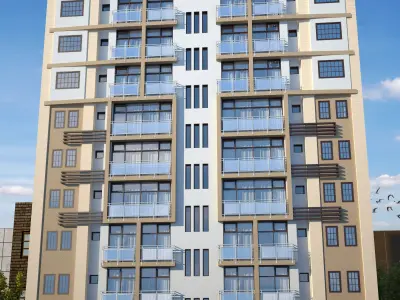 Modern residential building 3D model