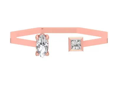 Open End Women Light Weight Band Marquise Princess Stone Ring 3D print model