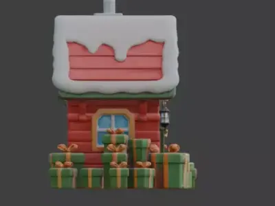 Stylized Christmas Gingerbread House 3D Model Low-poly 3D model