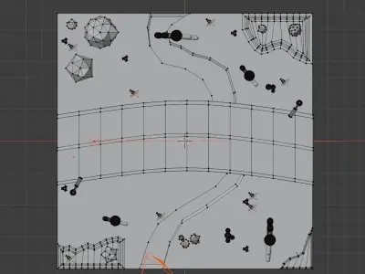 Low Poly Desert with cactus and road Low-poly 3D model