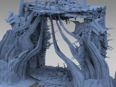 Mars Sci-Fi Monolith Massive structure 2  3D model